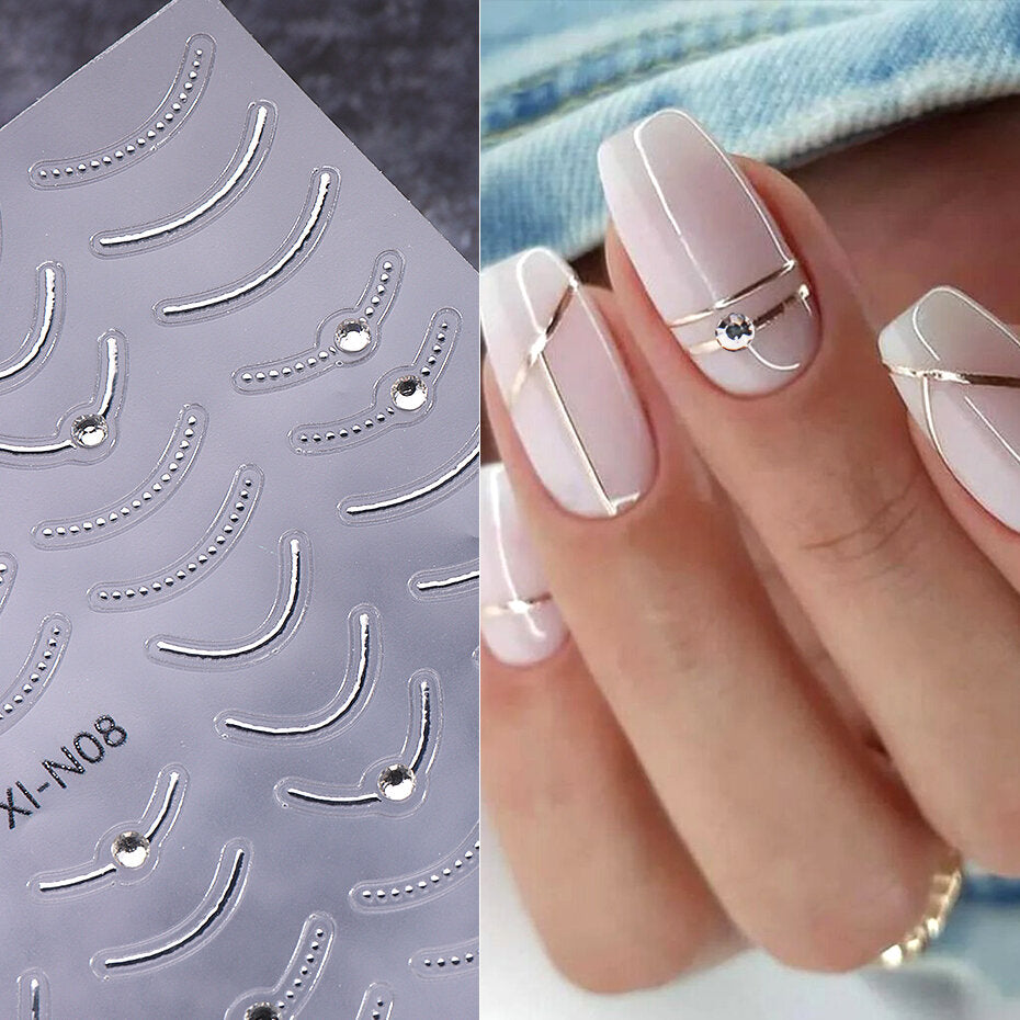 Стикер с камъчета N-08 сребърен